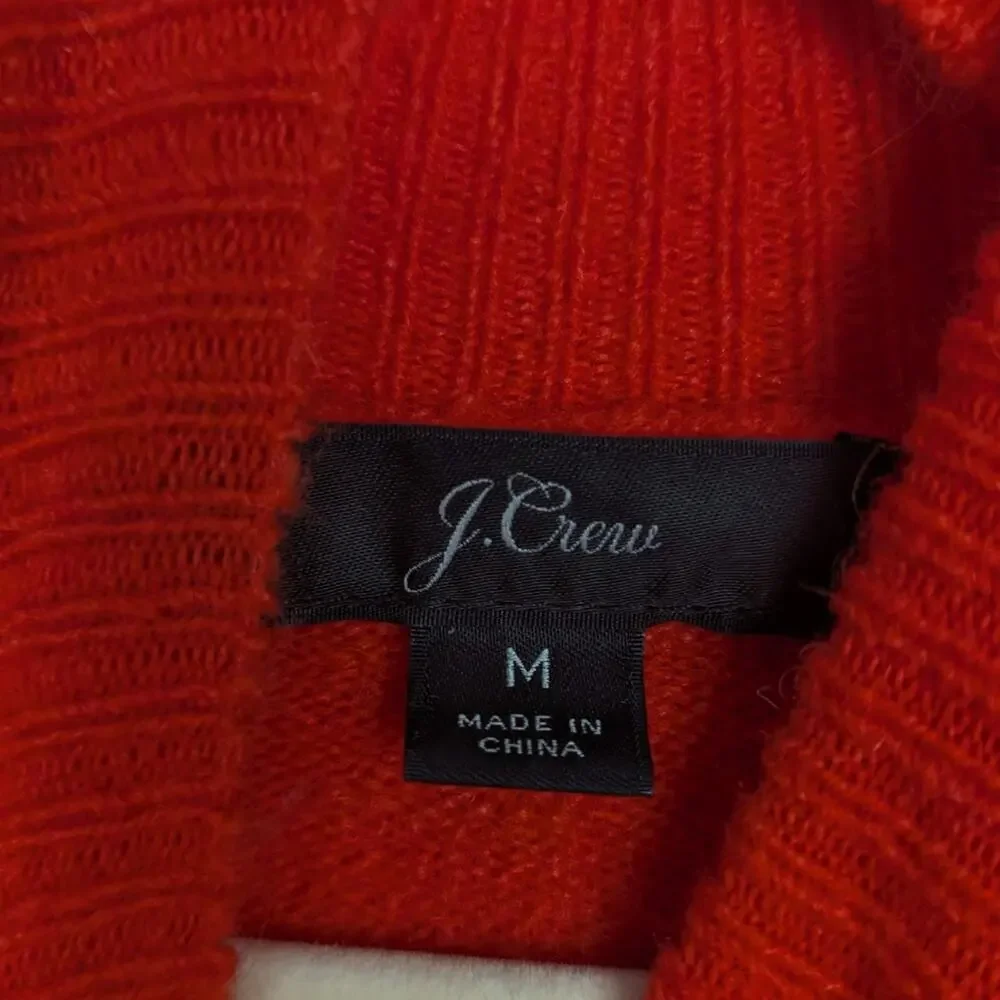 J. Crew Orange Color Block Wool Blend Mock Neck Sweater Size M